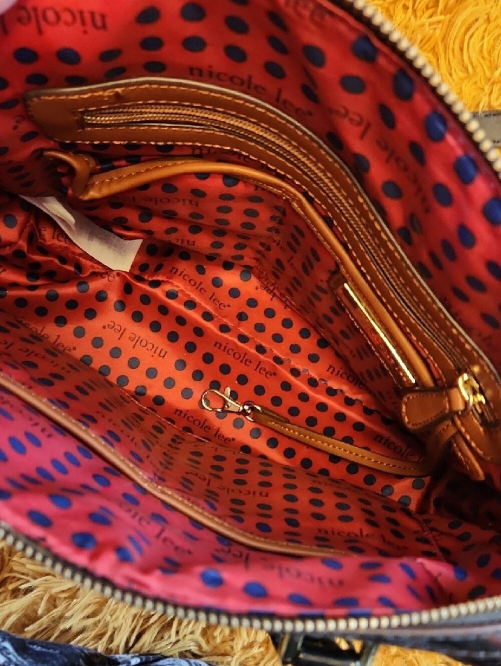 Nicole Lee White Tan Black Multi-Panel Embellished Satchel FINAL PRICE - Picture 10 of 15